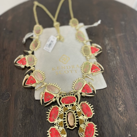 NWT Limited Edition Kendra Scott Gold Drusy Odessa Necklace in Red Magnesite! - Picture 6 of 7